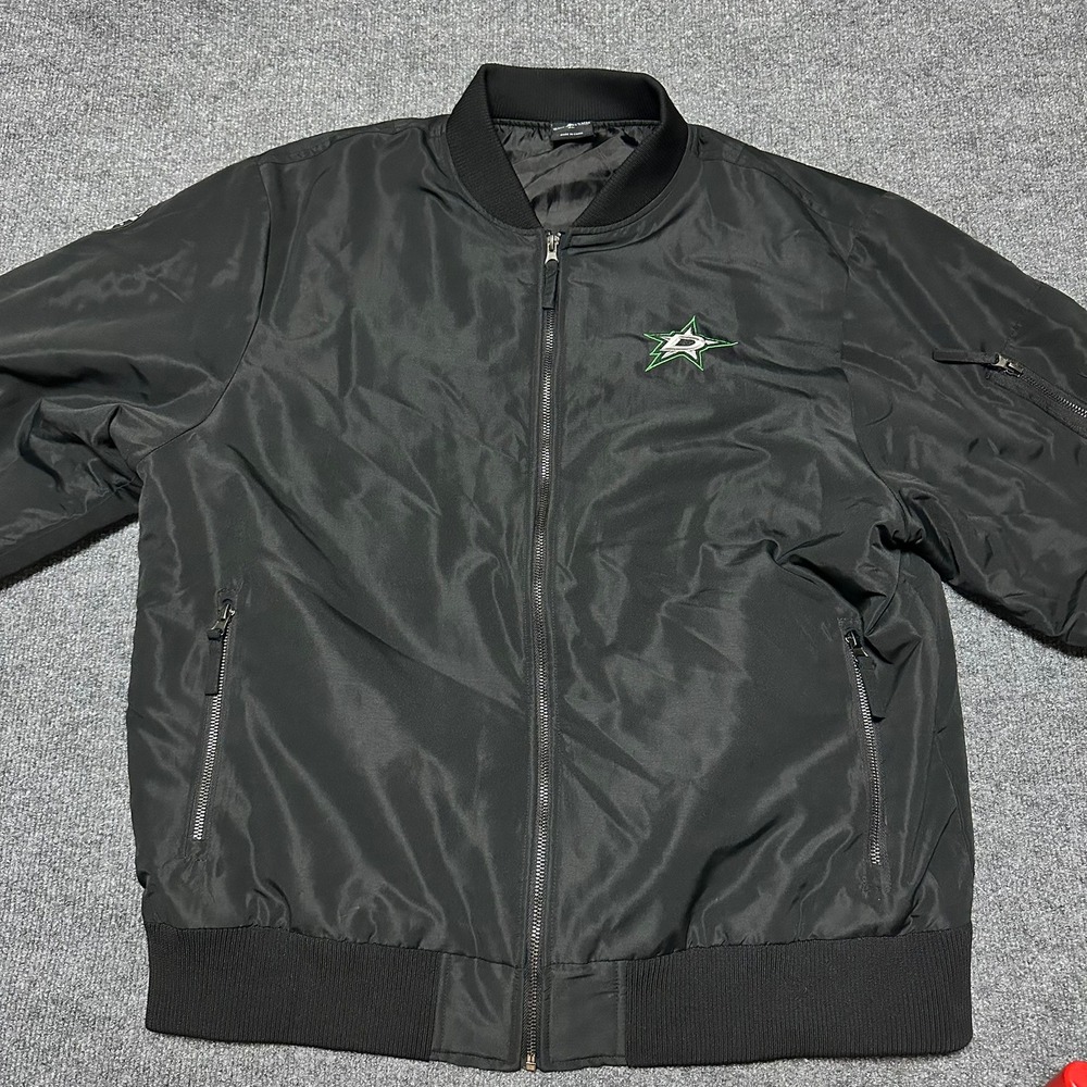 Colosseum Mens Dallas Stars NHL Bomber Jacket Black XL Full Zip Hockey Coat